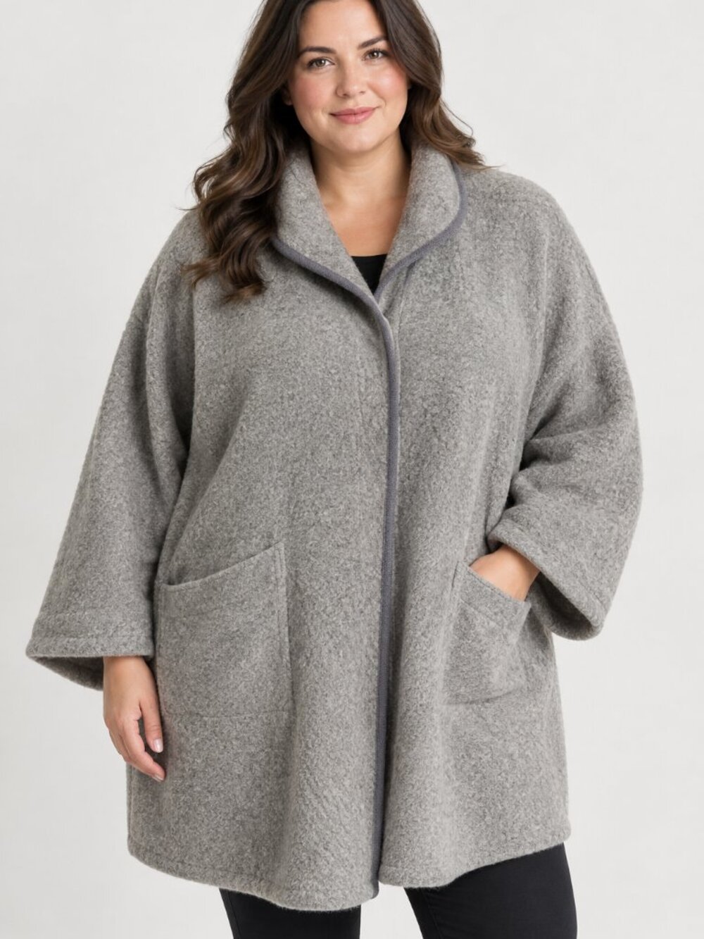 VINTAGE handmade grey wool cape plus size